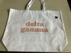 White and Pink delta gamma tote