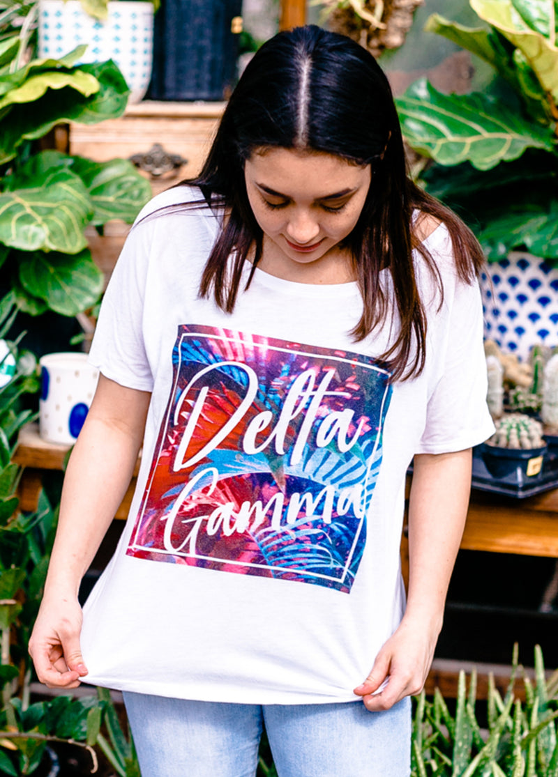 Colorful Palm Tee - Hannah's Closet - The Official Boutique for Delta Gamma