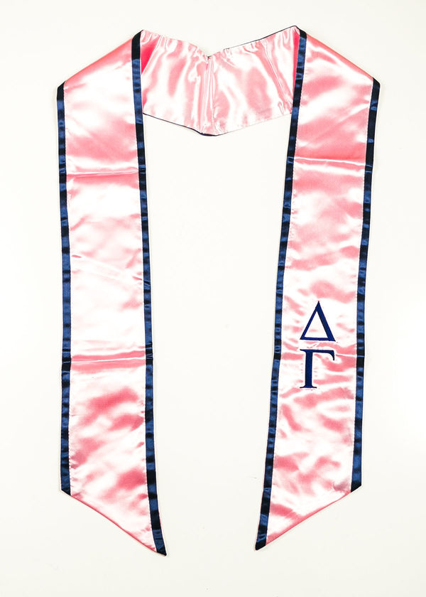 Pink with Navy Trim Stole (Angled) - Hannah's Closet - The Official Boutique for Delta Gamma